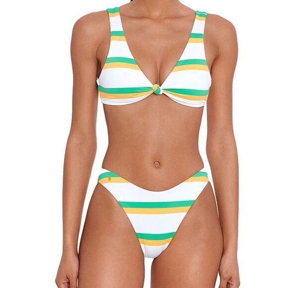 Ralph Lauren White, Green, and Yellow Striped Bikini - Picture 1 of 11